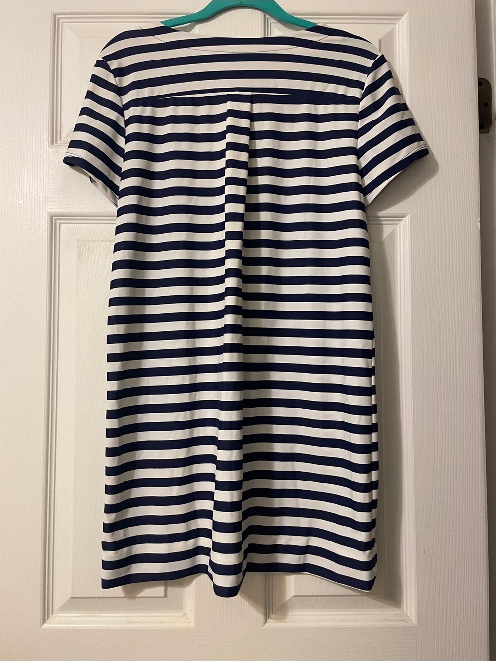 Jude Connally Navy and White Striped Short-Sleeve Shift Mini Dress - Picture 6 of 6